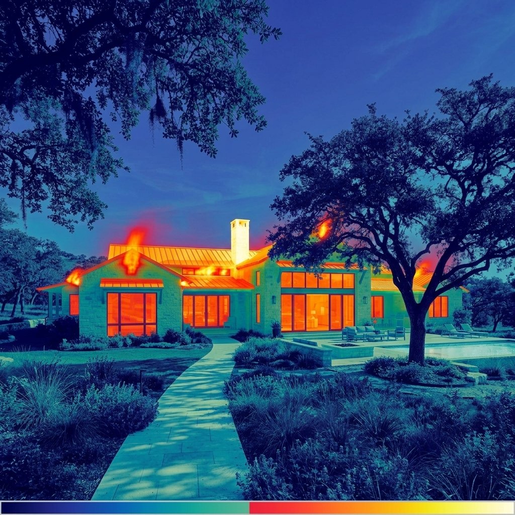 Uninsulated house with thermal heat leakage